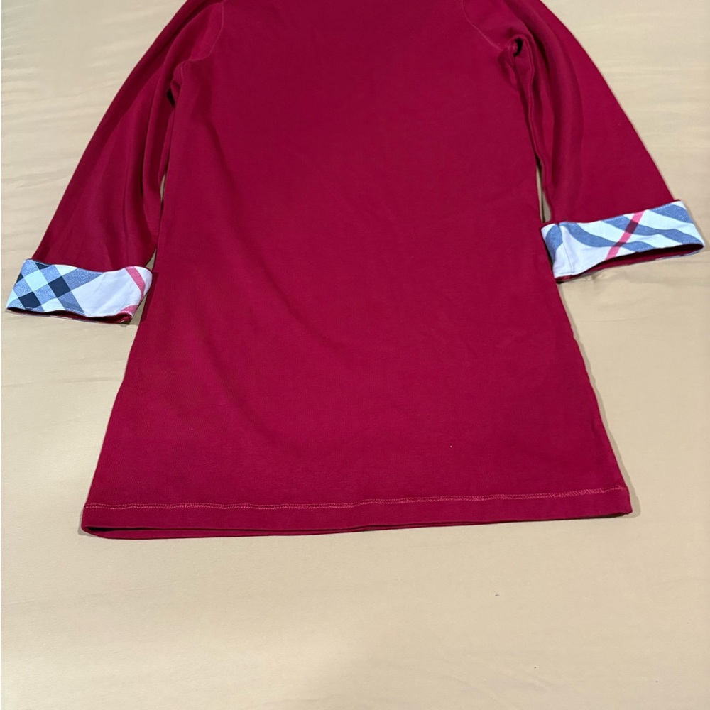 Burberry Red Top with Plaid Detail